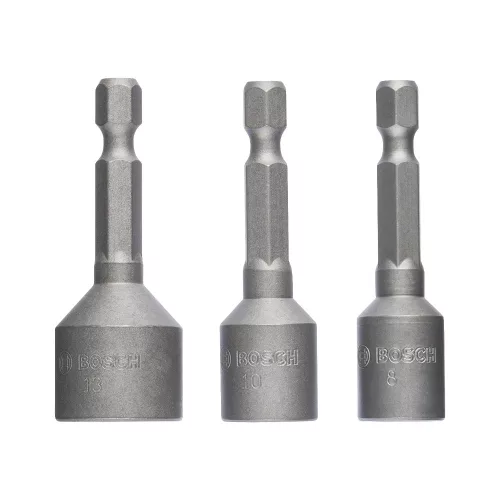 Bosch Extra Hard mágneses dugókulcs készlet 8, 10, 13 x 50 mm, 1/4" HEX befogással - 3 részes (Regisztrációval akár ajándék is elérhető!)