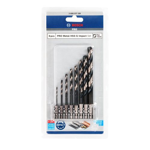 Bosch PRO Metal HSS-G fémfúró készlet, 2,3,4,5,6,7,8,10 mm 8 részes, Bitbegogással
