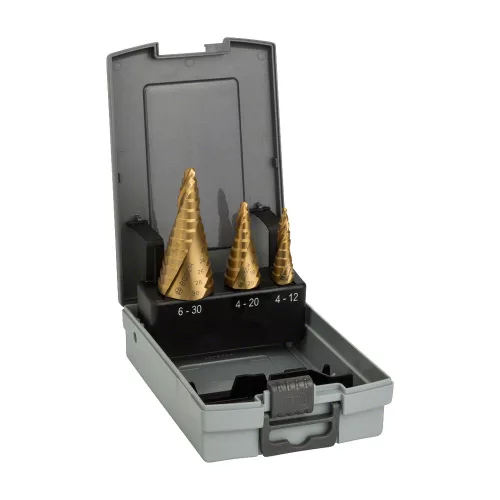 Bosch HSS-TiN lépcsős fúrószár készlet 4 - 12 mm, 4 - 20 mm, 6 - 30 mm - 3 részes (Regisztrációval akár ajándék is elérhető!)
