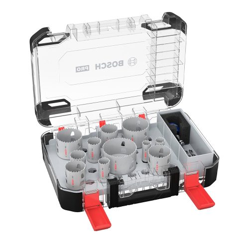 Bosch PRO PC Plus körkivágó készlet befogóval, 14 részes, 20,22,25,32,35,40,44,51,60,64,76 mm