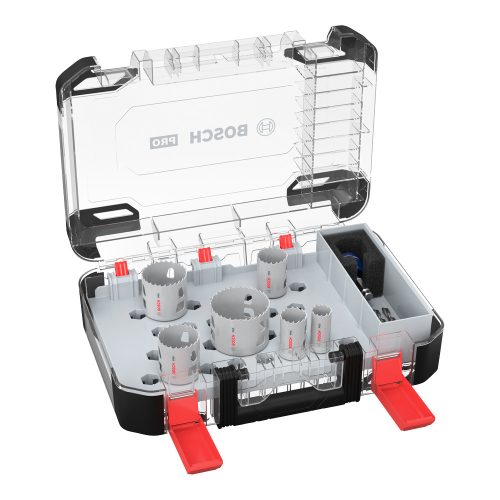 Bosch PRO Multi Material PC Plus körkivágó készlet befogóval, 9 részes, 22,29,35,44,51,65 mm
