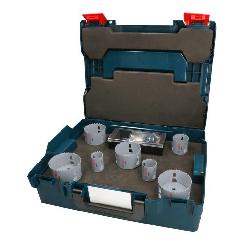 Bosch PRO PC Plus körkivágó készlet befogóval, 4db laposfúró, 13 részes, 32,41,51,73,76,83,86 mm
