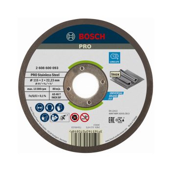 Bosch PRO egyenes vágókorong, 115x2x22,23 mm, inoxhoz