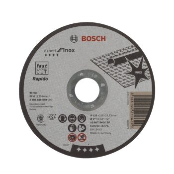   Bosch PRO egyenes vágókorong, 125x1x22,23 mm, inoxhoz, fémhez
