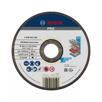   Bosch PRO Multi Material egyenes vágókorong, 115x1x22,23 mm, fém, műanyag, üreges téglához