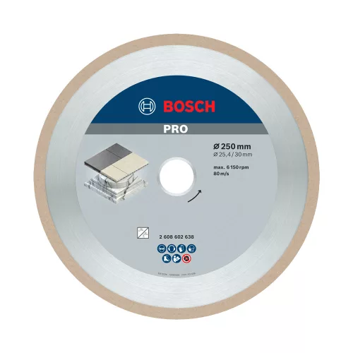 Bosch PRO Ceramic gyémánt vágókorong, 250x30/25,4 mm, márvány, csempe, kerámia (Regisztrációval akár ajándék is elérhető!)