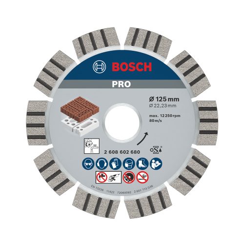 Bosch PRO Abrasive gyémánt vágókorong, 125x22,23 mm, cserép, mészkő, gipsz, gázbeton, beton