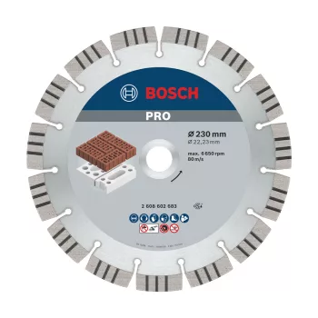   Bosch PRO Abrasive gyémánt vágókorong, 230x22,23 mm, cserép, mészkő, gipsz, gázbeton, beton