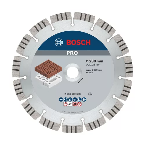 Bosch PRO Abrasive gyémánt vágókorong, 230x22,23 mm, cserép, mészkő, gipsz, gázbeton, beton (Regisztrációval akár ajándék is elérhető!)
