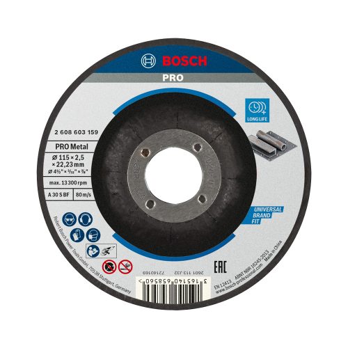 Bosch PRO hajlított vágókorong, 115x2,5x22,23 mm, fémhez