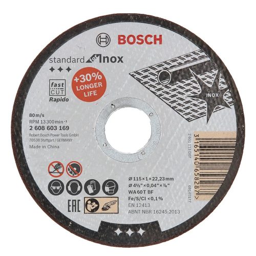 Bosch vágókorong Inox egyenes 115x1,0x22,23