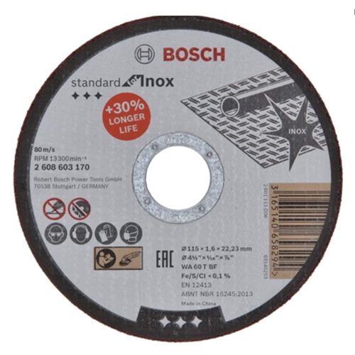 Bosch vágókorong Inox egyenes 115x1,6x22,23