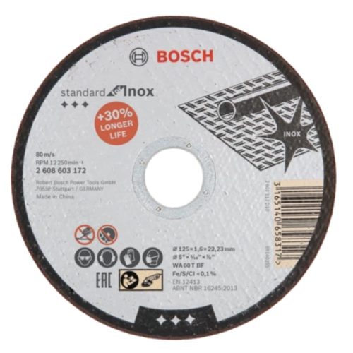 Bosch vágókorong Inox egyenes 125x1,6x22,23