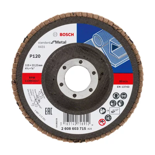 Bosch X431 legyezőtárcsa fémhez, egyenes, üvegszövet alátéttányér, Alox (Regisztrációval akár extra értékes ajándék is elérhető!)
