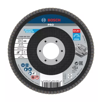   Bosch PRO X571 legyezőtárcsa, 115 mm, G60, inoxhoz, fémhez (Regisztrációval akár extra értékes ajándék is elérhető!)