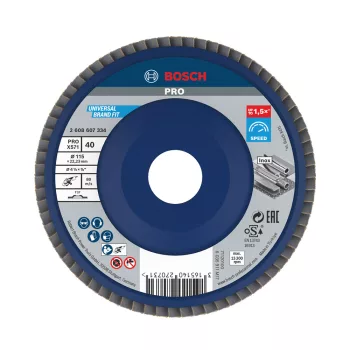   Bosch PRO X571 legyezőtárcsa, 115 mm, G40, inoxhoz, fémhez (Regisztrációval akár extra értékes ajándék is elérhető!)