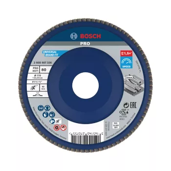   Bosch PRO X571 legyezőtárcsa, 115 mm, G80, inoxhoz, fémhez (Regisztrációval akár extra értékes ajándék is elérhető!)