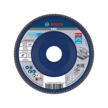   Bosch PRO X571 legyezőtárcsa, 115 mm, G120, inoxhoz, fémhez (Regisztrációval akár extra értékes ajándék is elérhető!)