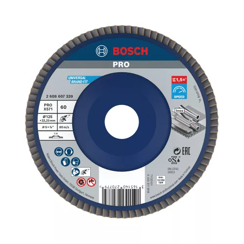 Bosch PRO X571 legyezőtárcsa, 125 mm, G60, inoxhoz, fémhez (Regisztrációval akár extra értékes ajándék is elérhető!)