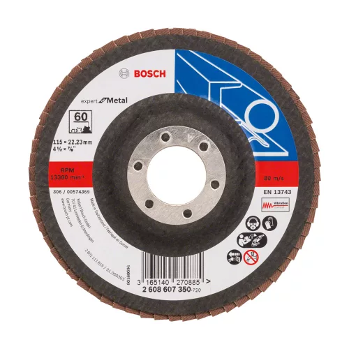 Bosch EXPERT X551 legyezőtárcsa fémhez, egyenes, üvegszövet alátéttányér, Zirkon 115mm, G60