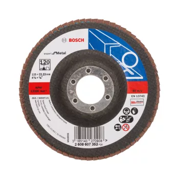   Bosch EXPERT X551 legyezőtárcsa fémhez, egyenes, üvegszövet alátéttányér, Zirkon 115mm, G120
