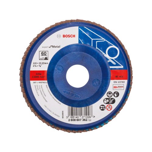 Bosch EXPERT X551 legyezőtárcsa fémhez, egyenes, műanyag alátéttányér, Zirkon 115mm, G60