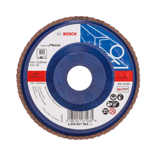 Bosch EXPERT X551 legyezőtárcsa fémhez, egyenes, műanyag alátéttányér, Zirkon 115mm, G80