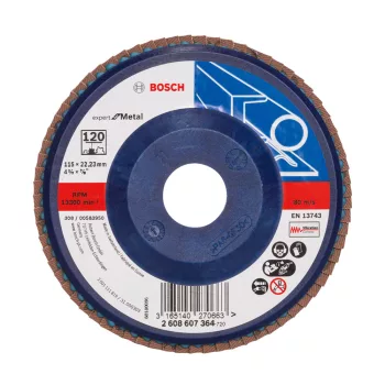   Bosch EXPERT X551 legyezőtárcsa fémhez, egyenes, műanyag alátéttányér, Zirkon 115mm, G120
