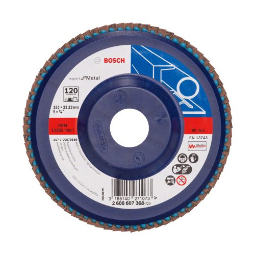 Bosch EXPERT X551 legyezőtárcsa fémhez, egyenes, műanyag alátéttányér, Zirkon 125mm, G120