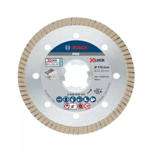 Bosch PRO Ceramic X-LOCK, M14 gyémánt vágókorong, 115x22,23 mm, 22,23 mm, csempe, márvány (Regisztrációval akár ajándék is elérhető!)