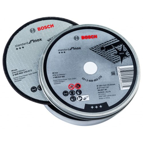 Bosch vágókorong Inox egyenes 125x1,6x22,23, 10db/cs