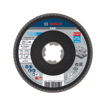   Bosch PRO X571 X-LOCK, M14 legyezőtárcsa, 115 mm, G40, fémhez, inoxhoz (Regisztrációval akár extra értékes ajándék is elérhető!)