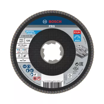   Bosch PRO X571 X-LOCK, M14 legyezőtárcsa, 115 mm, G120, fémhez, inoxhoz (Regisztrációval akár extra értékes ajándék is elérhető!)