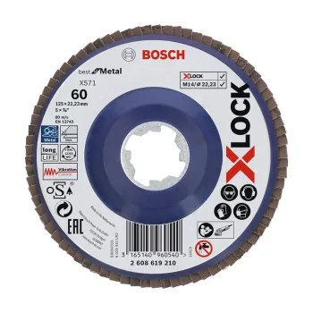   Bosch PRO X571 X-LOCK, M14 legyezőtárcsa, 125 mm, G60, fémhez, inoxhoz