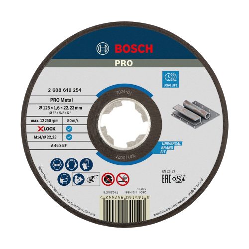 Bosch PRO Metal X-LOCK, M14 vágókorong, 125x1,6x22,23 mm, fémhez