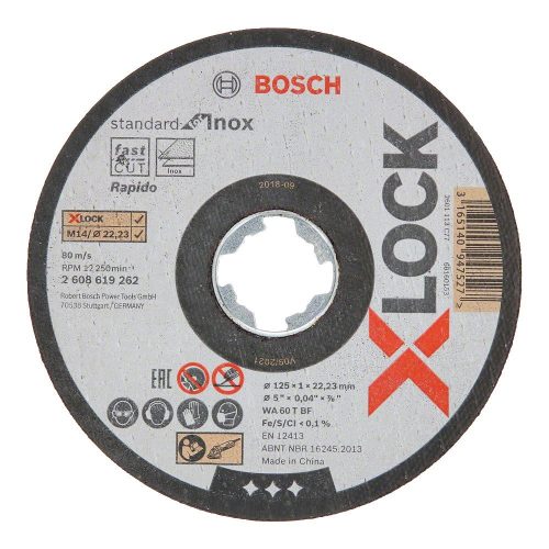 Bosch X-LOCK egyenes vágótárcsa Standard for Inox 125x1x22,23mm