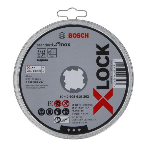 Bosch X-LOCK egyenes vágótárcsa Standard for Inox 10x125x1x22,23mm