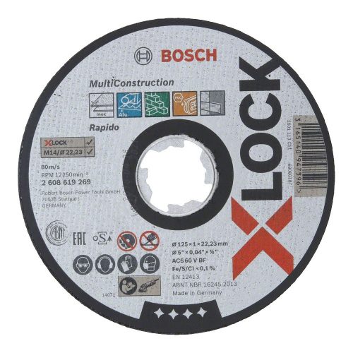 Bosch X-LOCK egyenes vágótárcsa Multi Construction 125x1x22,23mm