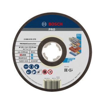   Bosch PRO Multi Material X-LOCK, M14 vágókorong, 125x1,6x22,23 mm, fém, műanyag, inox, tégla