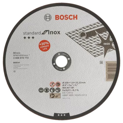 Bosch Standard for Inox vágótárcsa 230x1,9mm egyenes