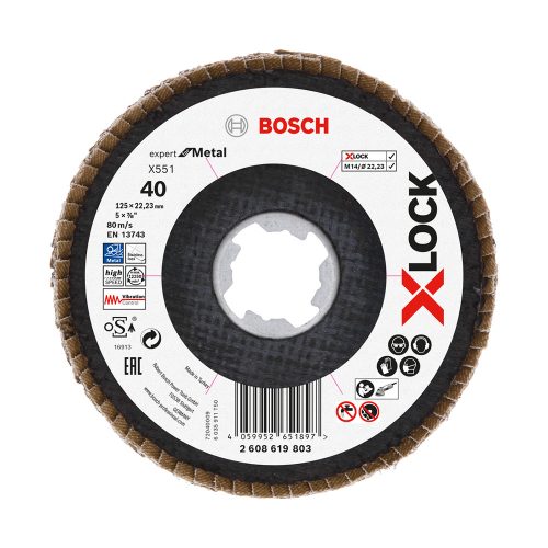 Bosch EXPERT Metal X551 X-Lock legyezőtárcsa 125mm, 22,23 G40 sarokcsiszolókhoz