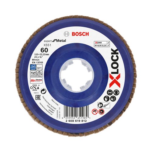 Bosch EXPERT Metal X551 X-Lock legyezőtárcsa 115mm, 22,23 G60 sarokcsiszolókhoz