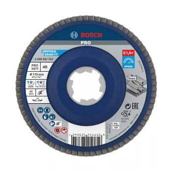   Bosch PRO X571 X-LOCK, M14 legyezőtárcsa, 115 mm, G40, fémhez, inoxhoz (Regisztrációval akár extra értékes ajándék is elérhető!)