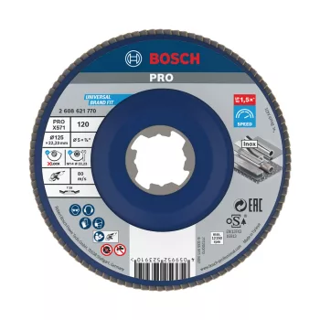   Bosch PRO X571 X-LOCK, M14 legyezőtárcsa, 125 mm, G120, fémhez, inoxhoz (Regisztrációval akár extra értékes ajándék is elérhető!)