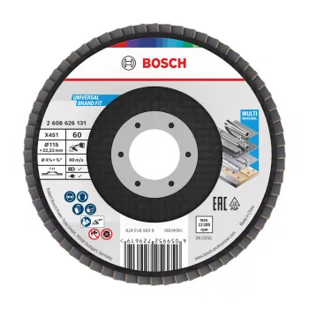   Bosch X451 legyezőtárcsa fémhez és fához, egyenes, Alox - 115 mm, 22,23 mm, G60