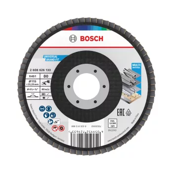   Bosch X451 legyezőtárcsa fémhez és fához, egyenes, Alox - 115 mm, 22,23 mm, G80