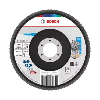   Bosch X451 legyezőtárcsa fémhez és fához, kúpos, Alox - 125 mm, 22,23 mm, G120