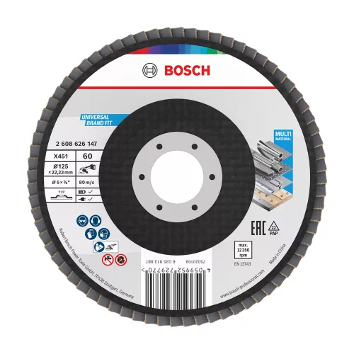 Bosch X451 legyezőtárcsa fémhez és fához, egyenes, Alox - 125 mm, 22,23 mm, G60