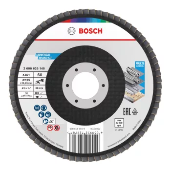   Bosch X451 legyezőtárcsa fémhez és fához, egyenes, Alox - 125 mm, 22,23 mm, G60, 1 db