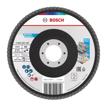   Bosch X451 legyezőtárcsa fémhez és fához, egyenes, Alox - 125 mm, 22,23 mm, G80